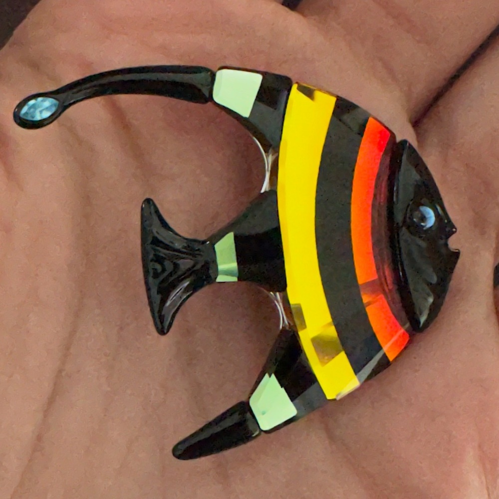 Swarovski crystal fish brooch